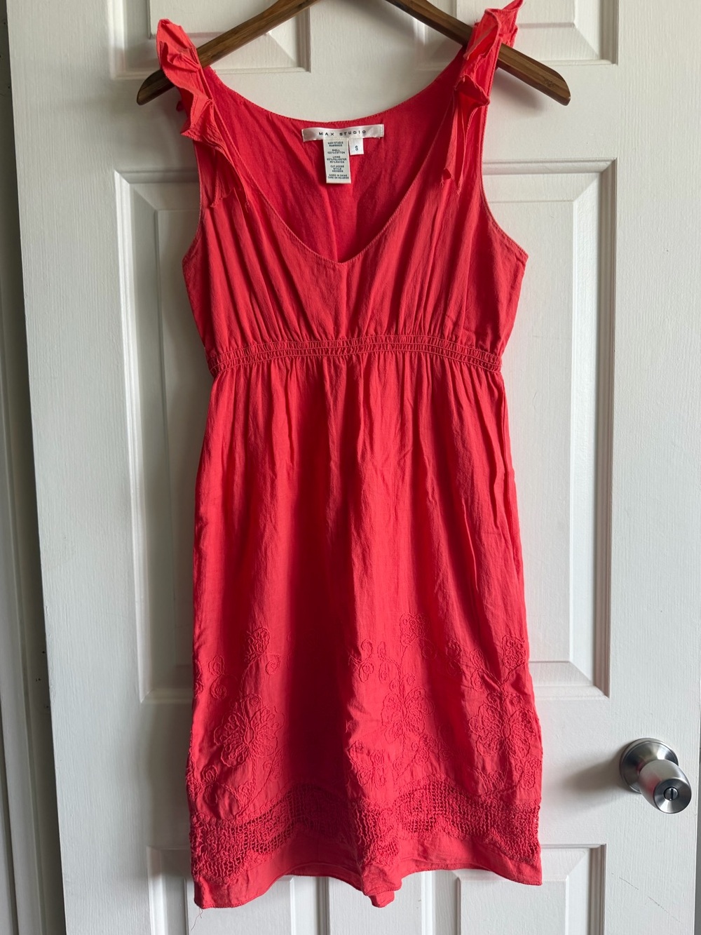 Max Studio Coral Ruffle-Shoulder Mini Dress | 100% Cotton